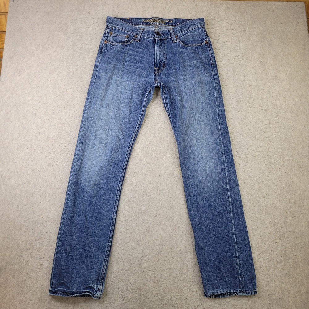 Vintage Y2K American Eagle Slim Straight Jeans Mens 30x34* Blue‎ Medium Wash